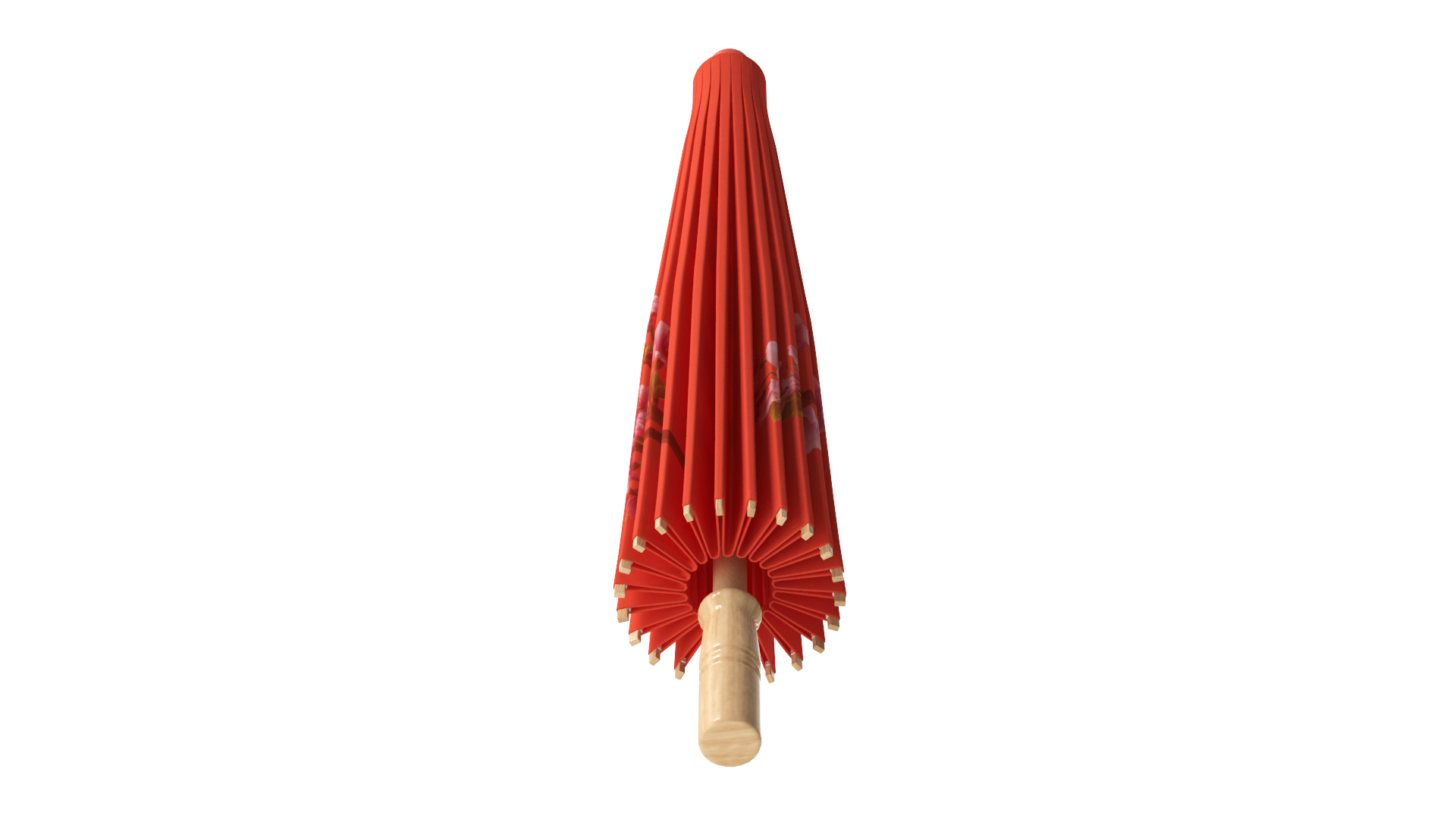 Chinese Umbrella Closed Red 3D