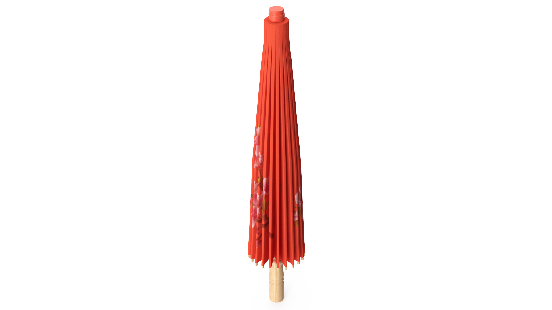 Chinese Umbrella Closed Red 3D