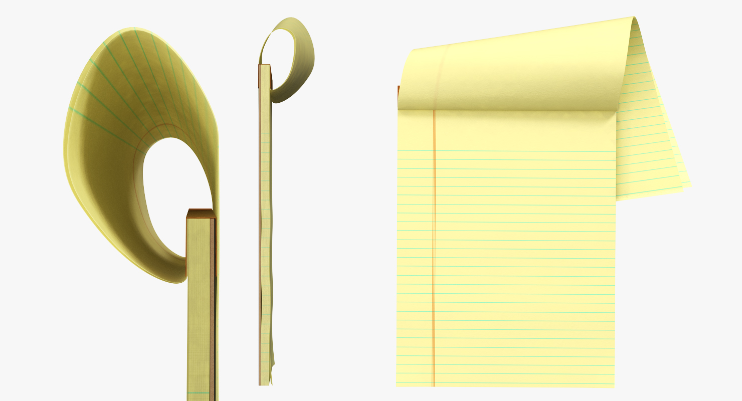 Blank Yellow Legal Pad 3D