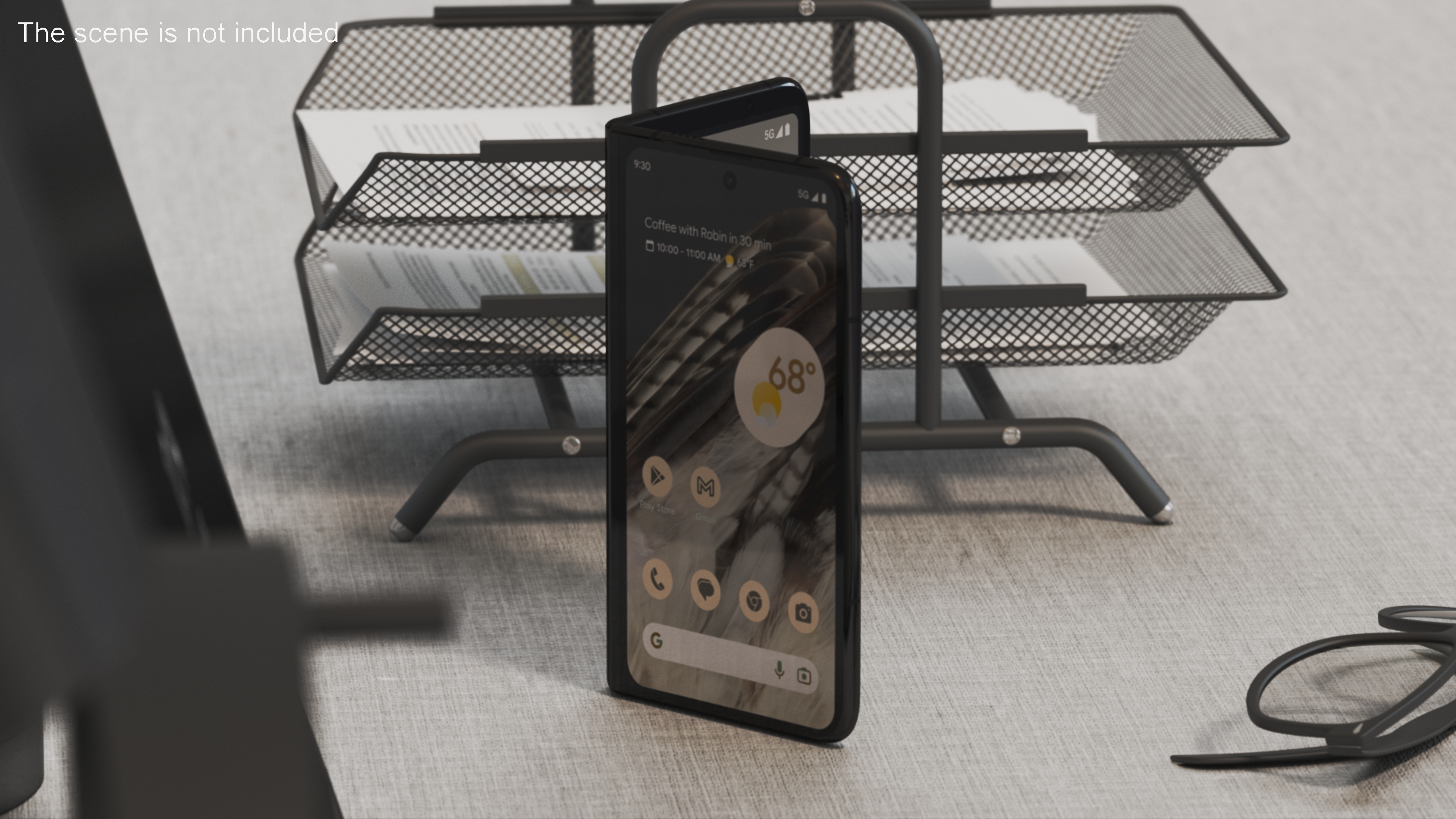 3D Google Pixel Fold Smartphone Obsidian Rigged for Maya model