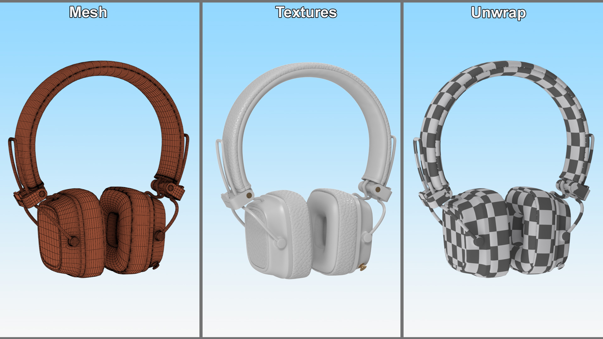 3D Overhead Headphones White Generic model