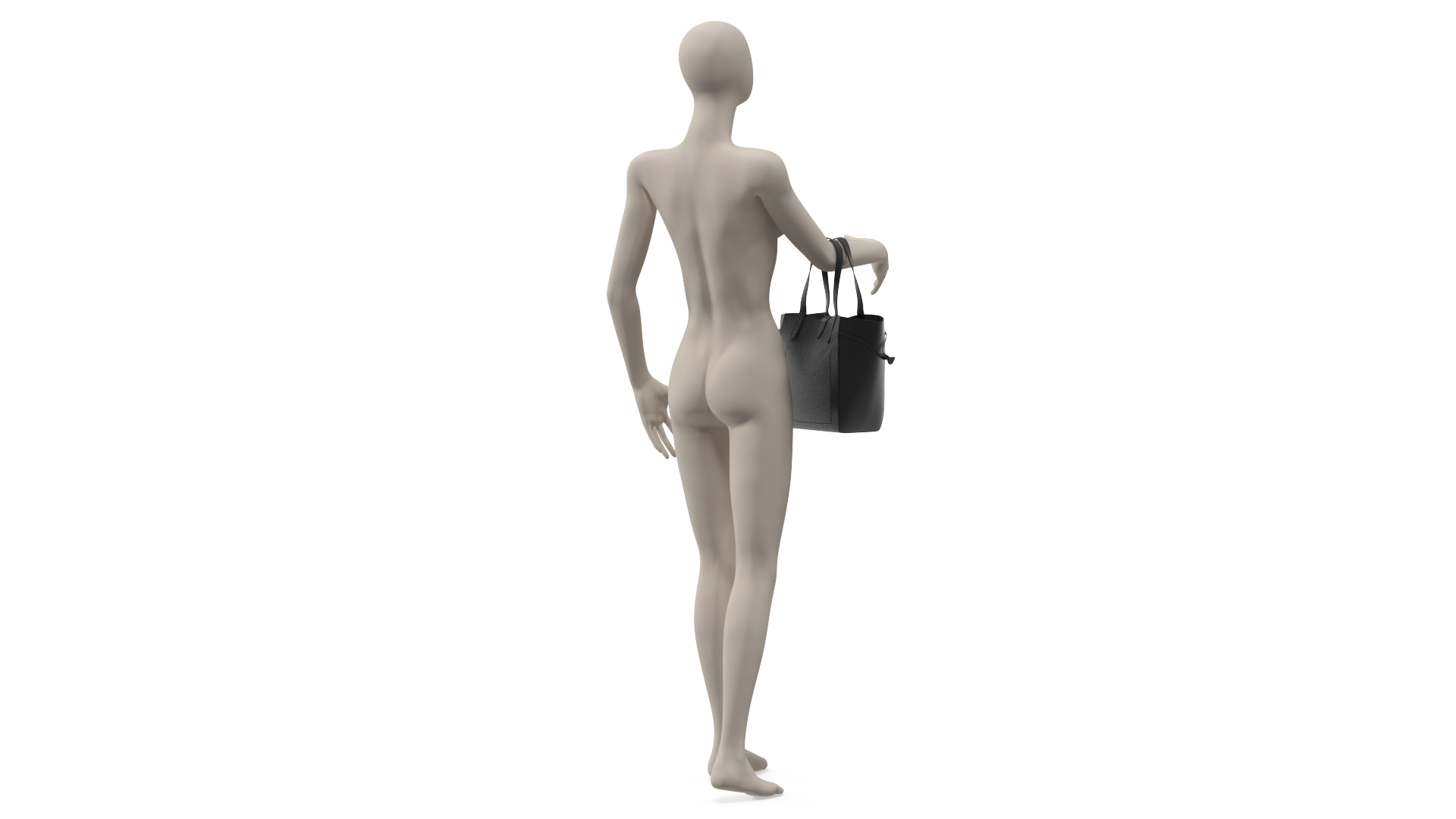 3D Womens Leather Shopping Bag Black on Mannequin