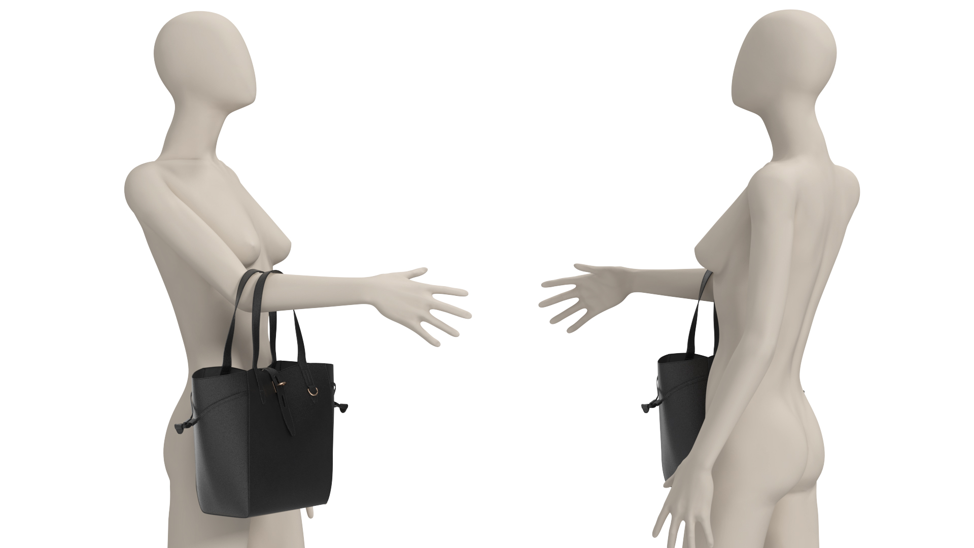 3D Womens Leather Shopping Bag Black on Mannequin