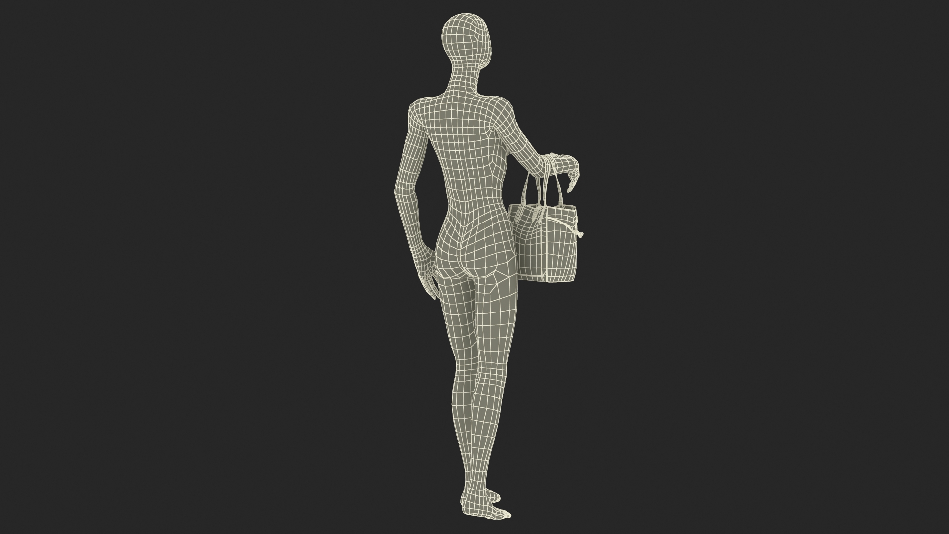 3D Womens Leather Shopping Bag Black on Mannequin