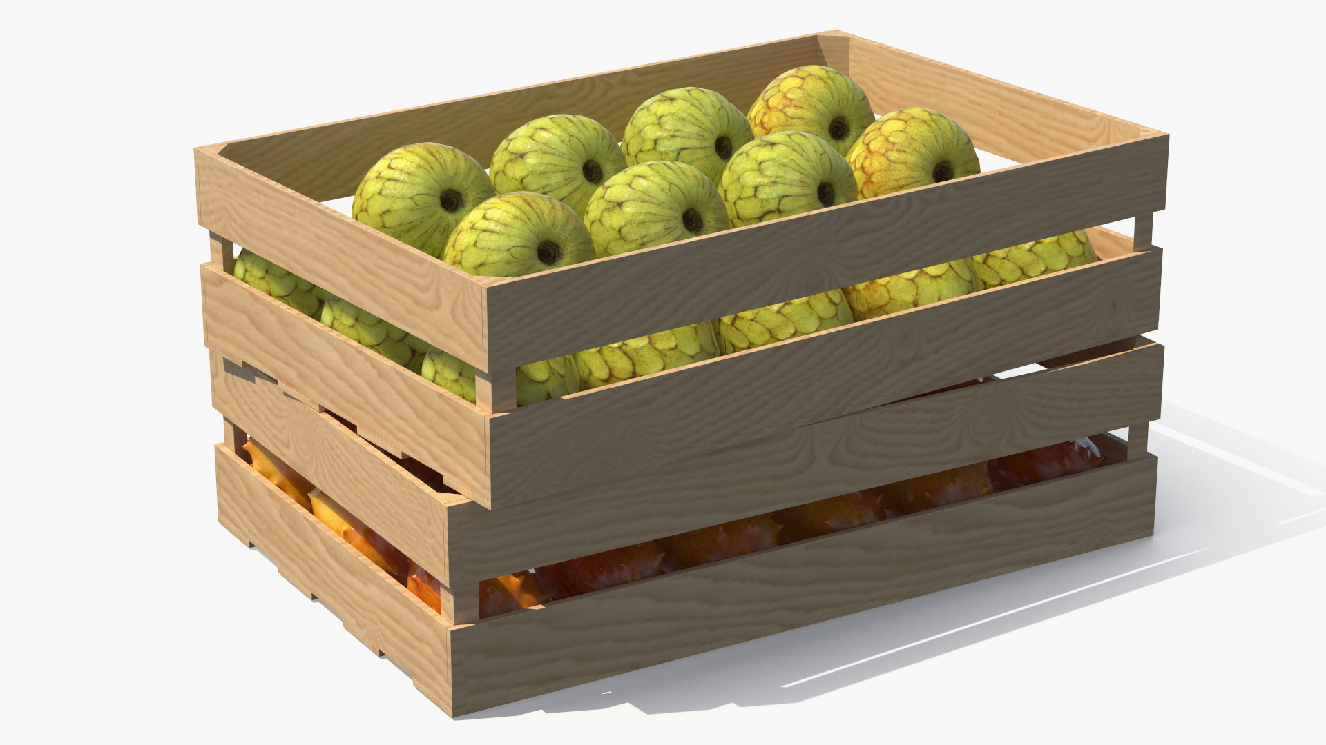 3D Delivery Man Carries A Box Of Fruits