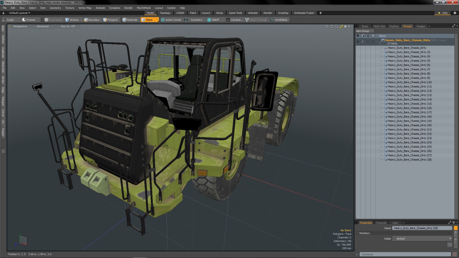 Heavy Duty Bare Chassis Dirty 3D model