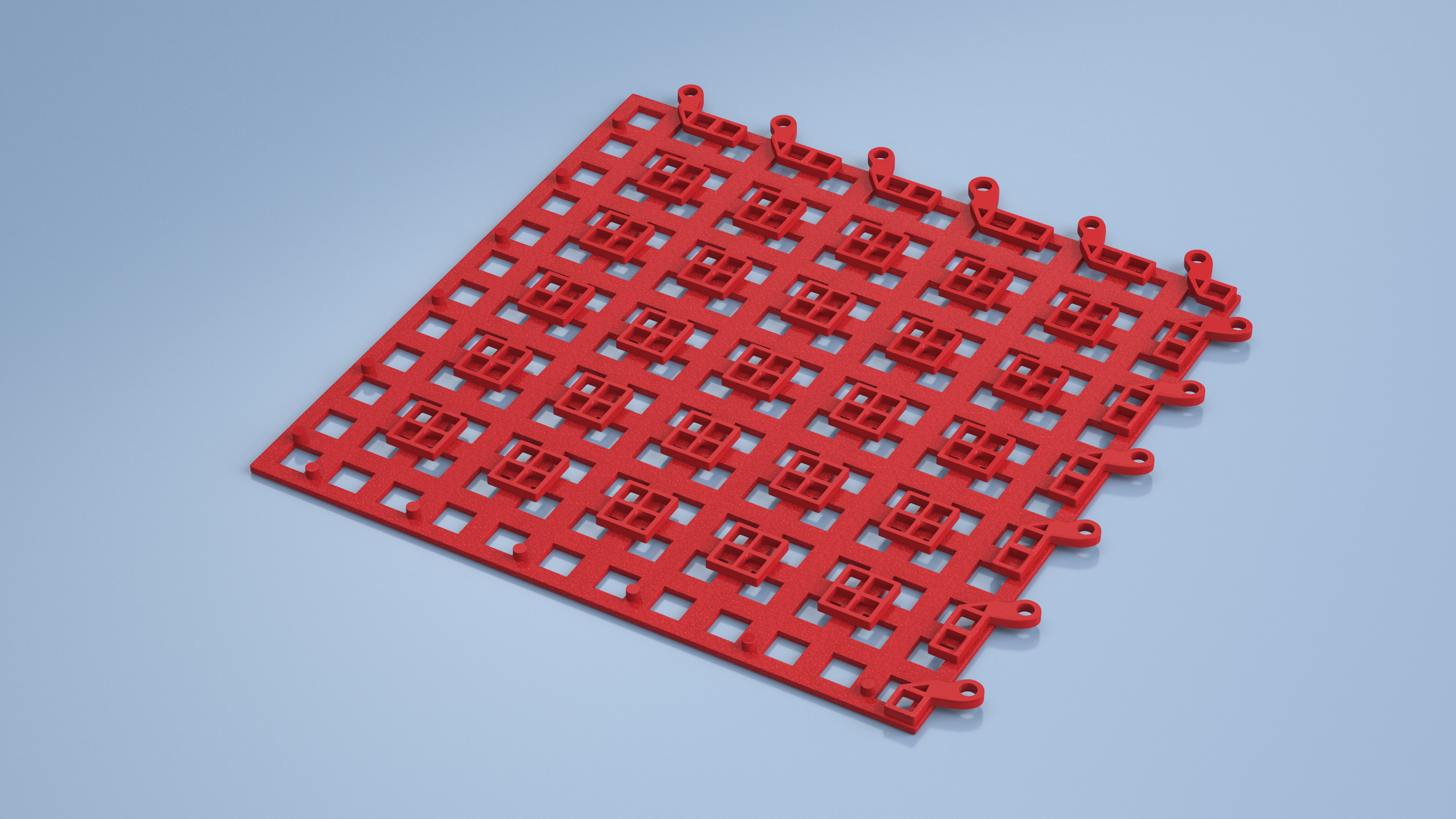 3D Plastic Floor Mat Red