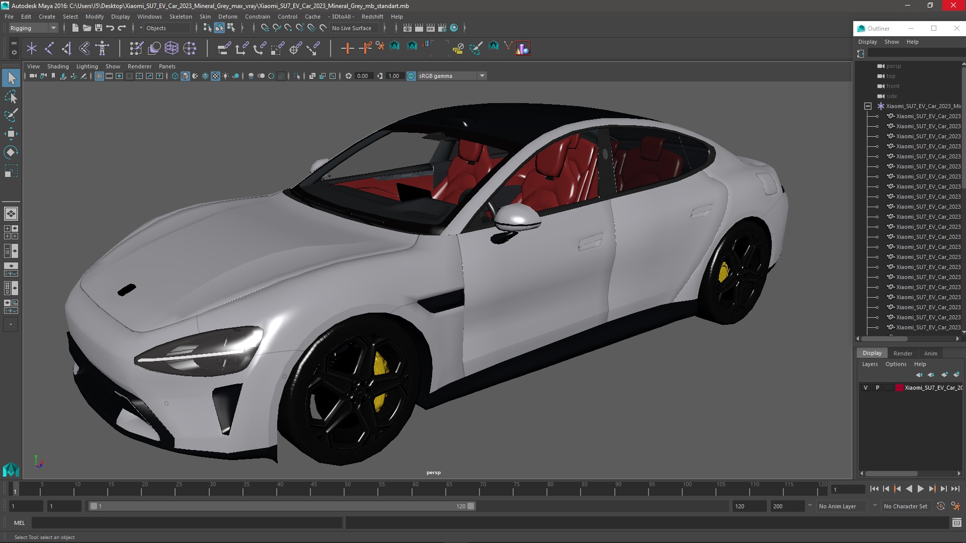 3D model Xiaomi SU7 EV Car 2023 Mineral Grey