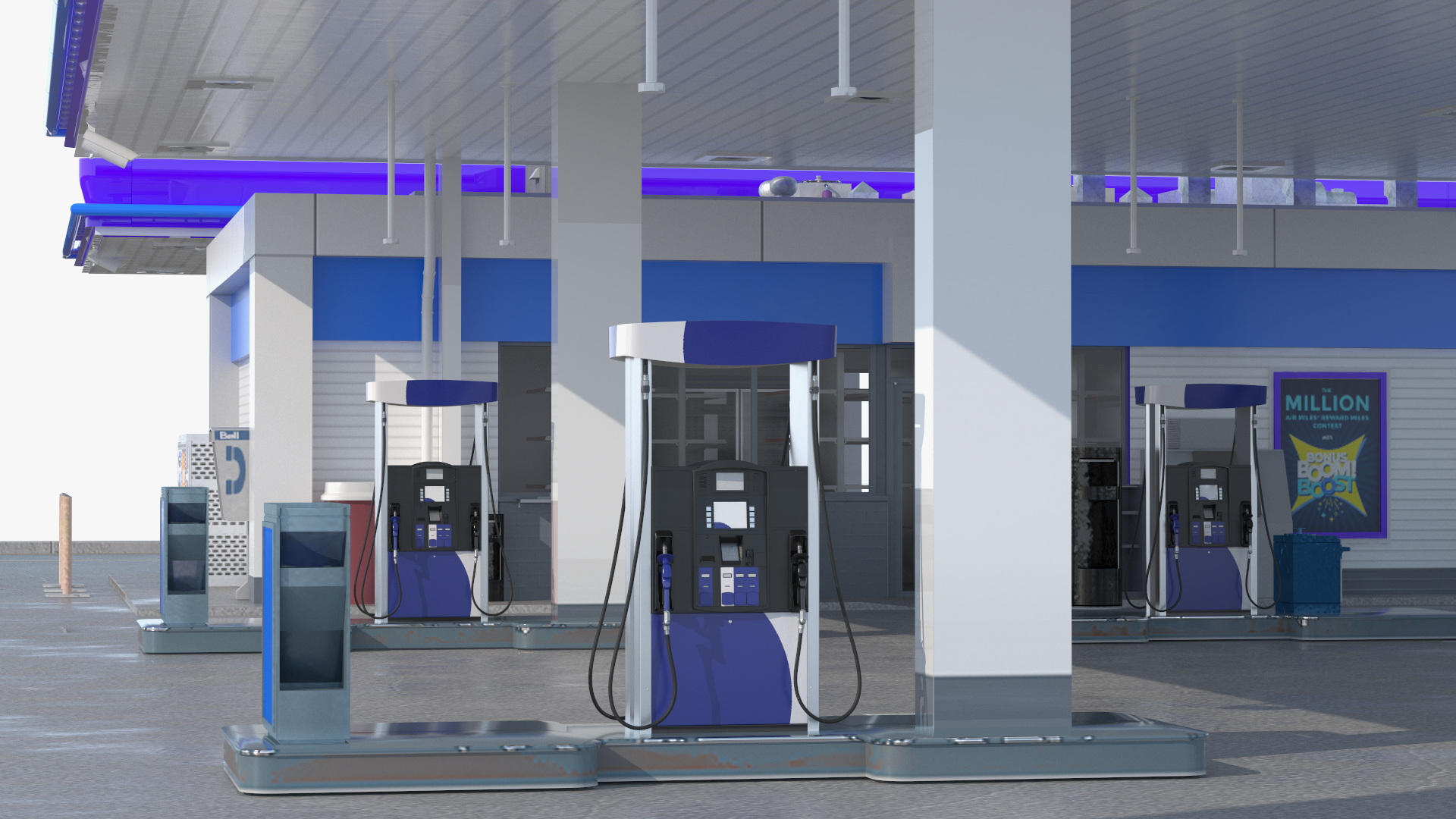 3D Gasoline Station Blue