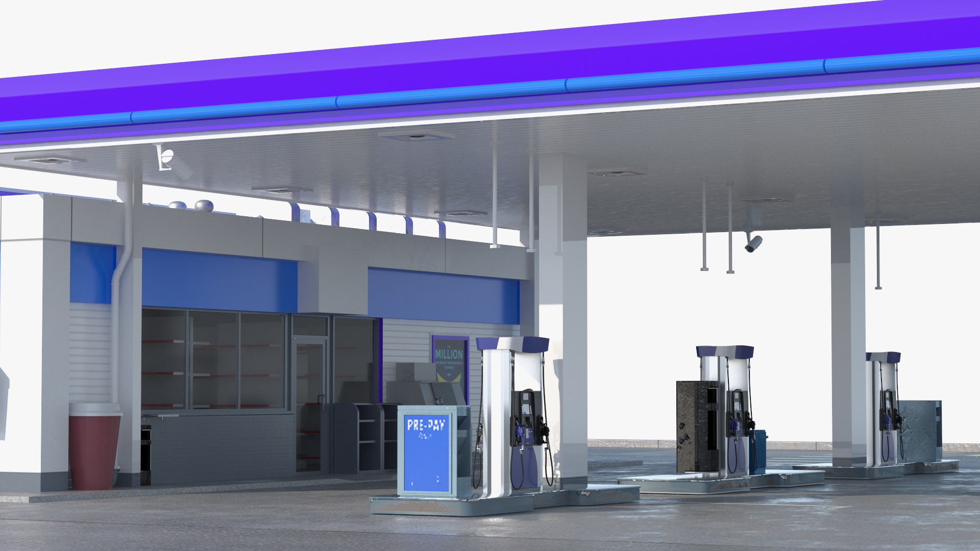 3D Gasoline Station Blue