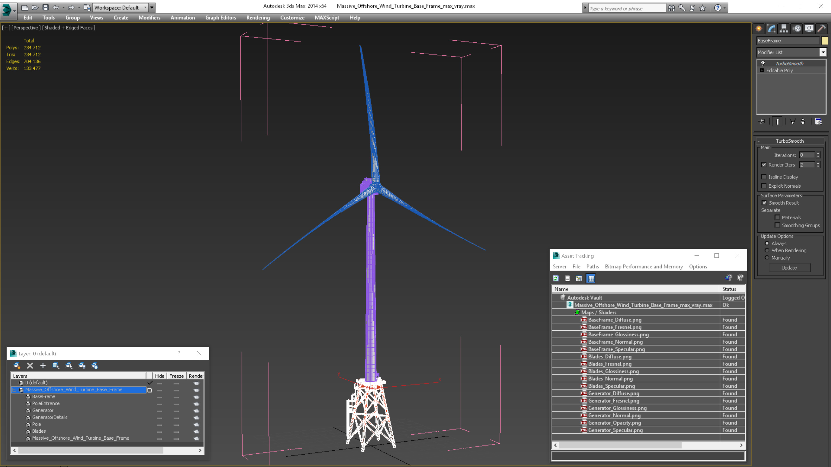 3D model Massive Offshore Wind Turbine Base Frame