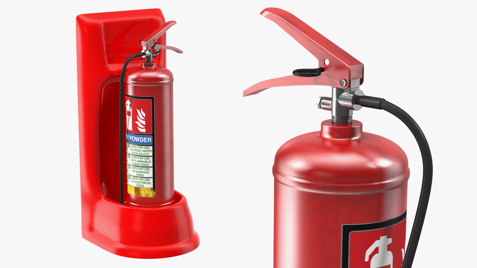 3D model Single Fire Extinguisher Fiberglass Stand Set