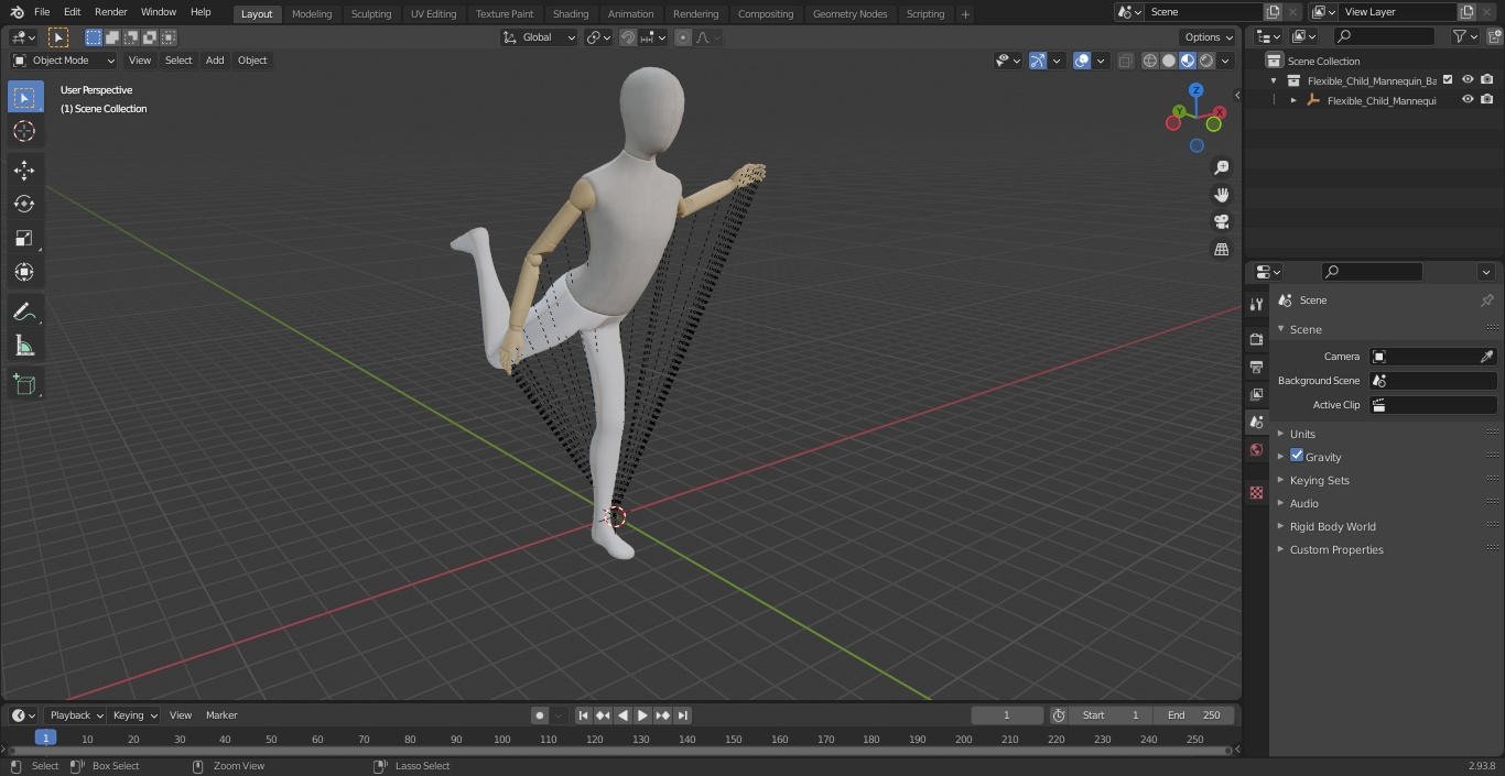 Flexible Child Mannequin Balancing Pose 3D model