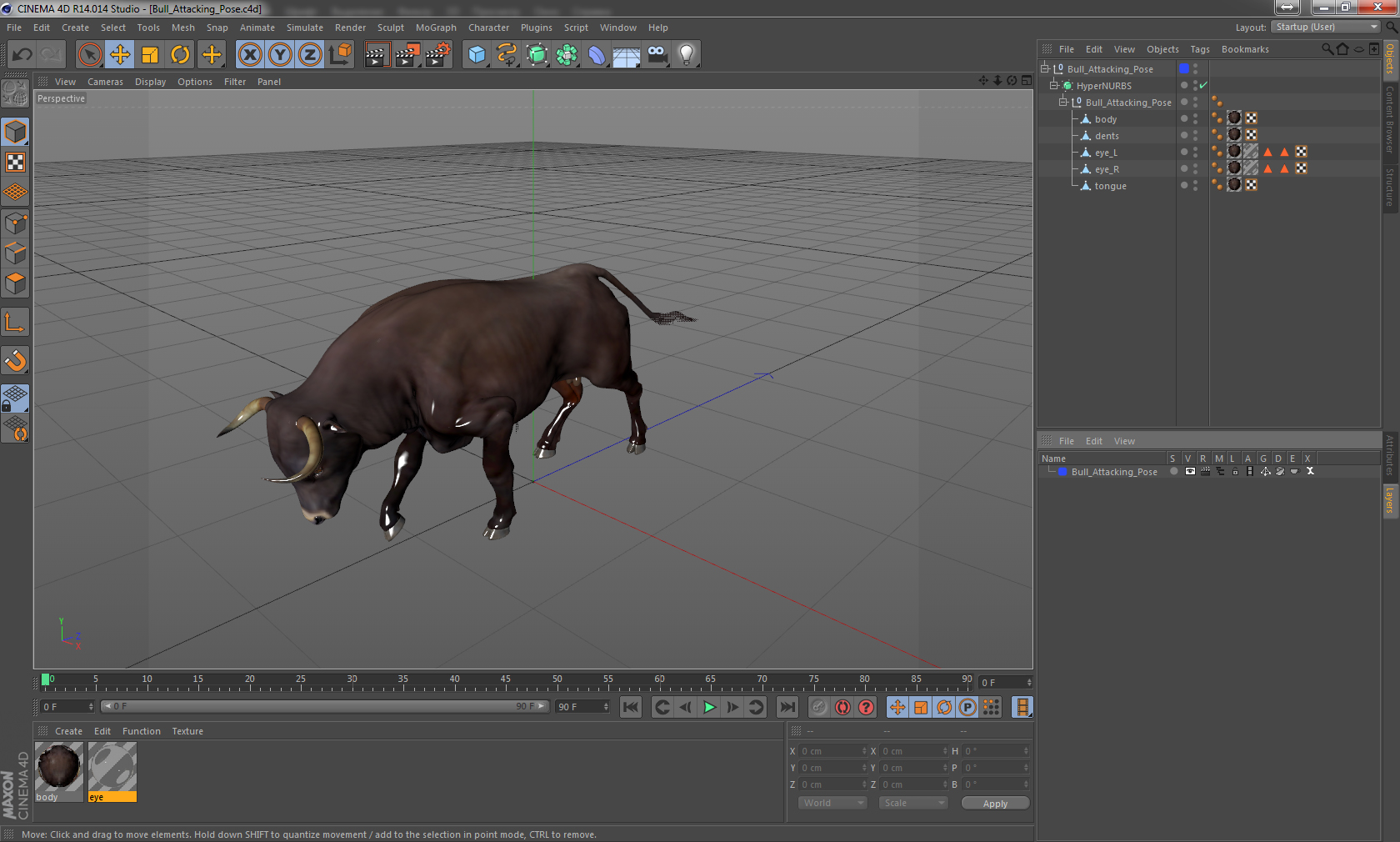 Bull Attacking Pose 3D model