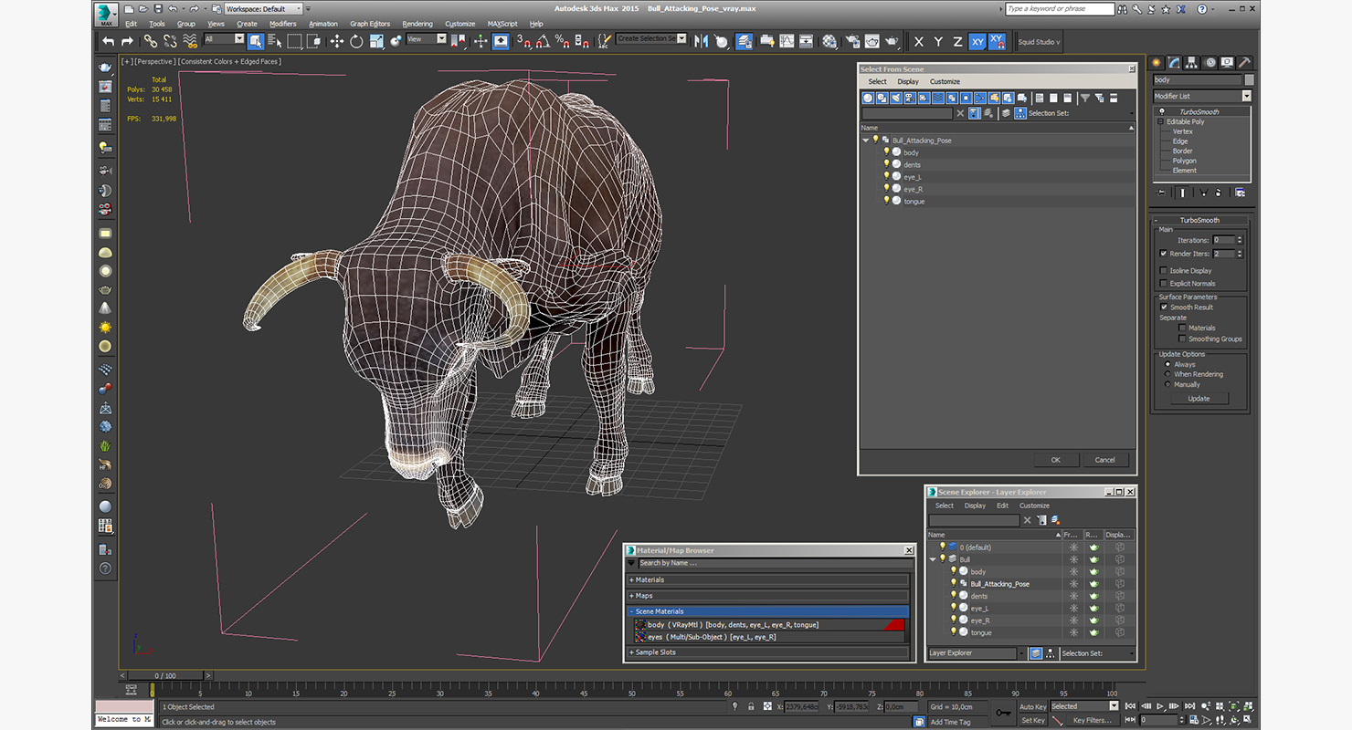 Bull Attacking Pose 3D model