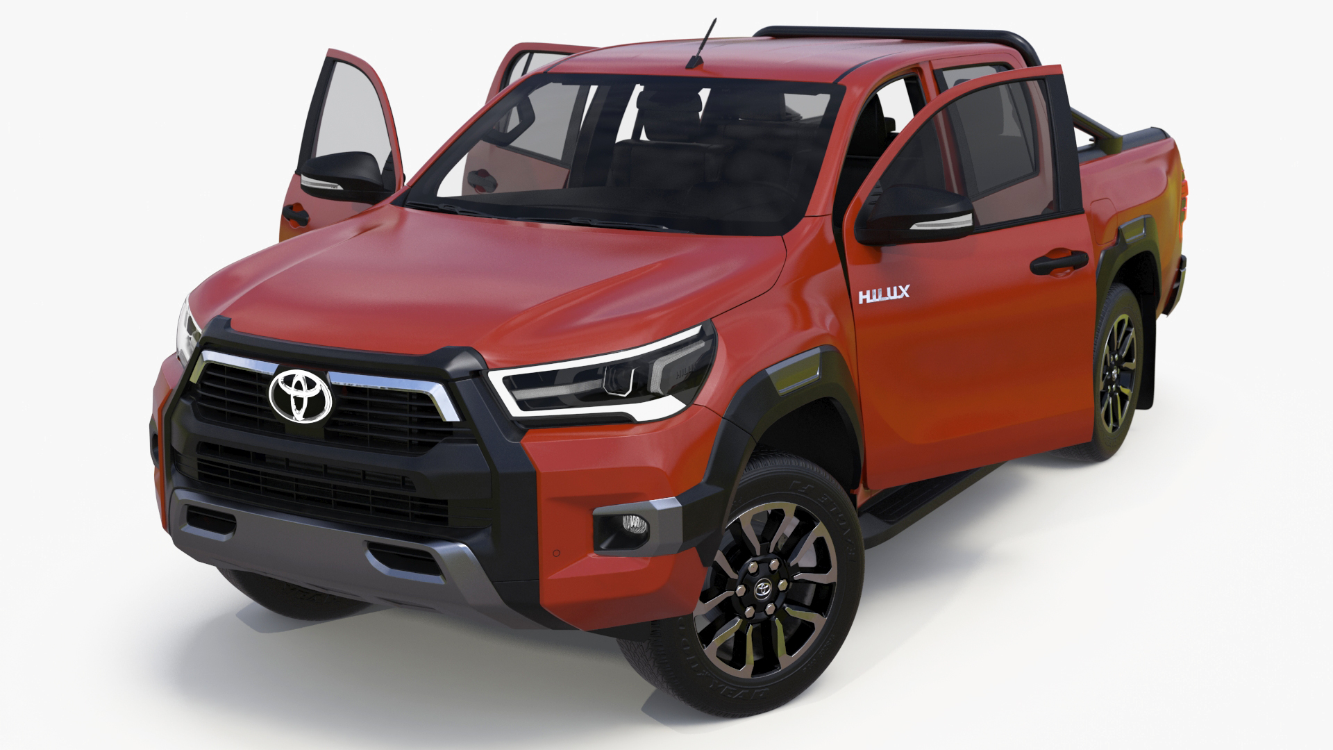 3D model Toyota Hilux 2022 Orange Rigged for Maya