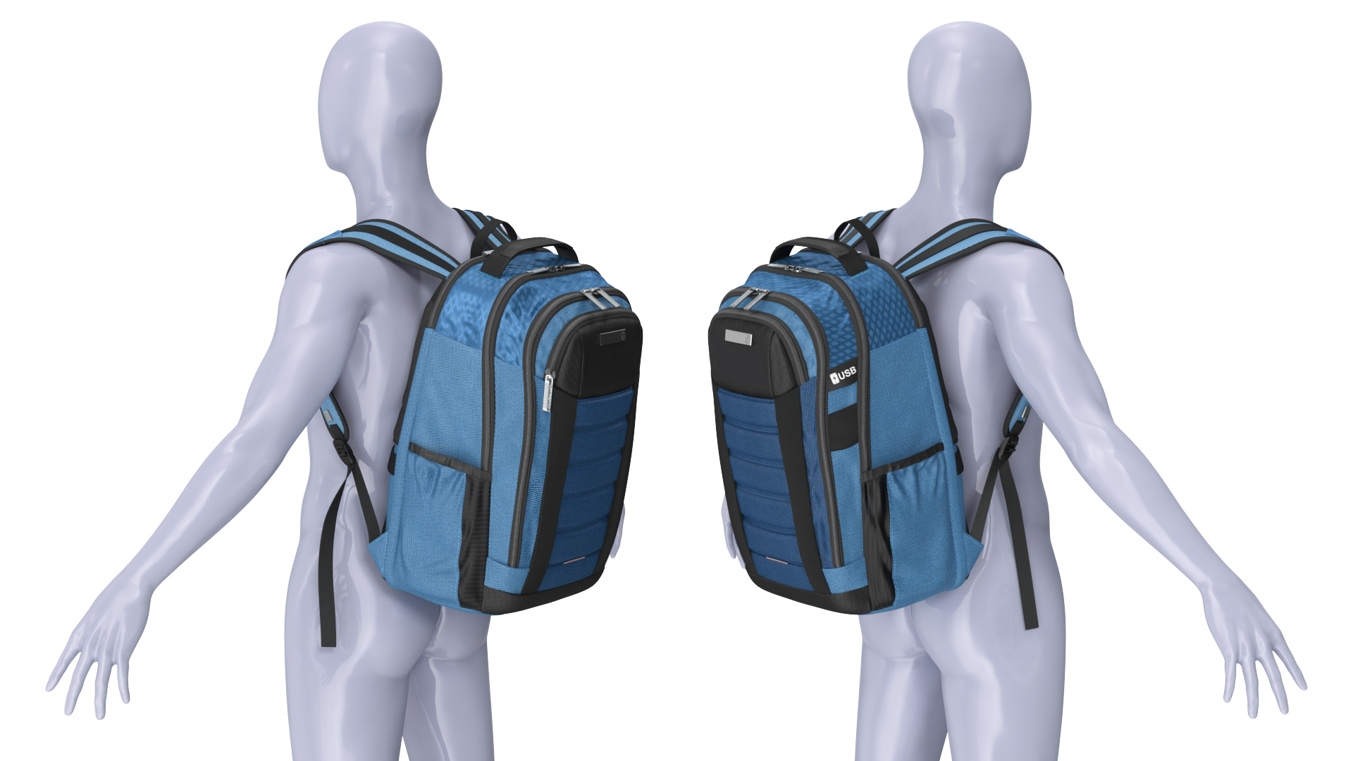 3D Samsonite Carrier GSD Backpack Blue on Mannequin model