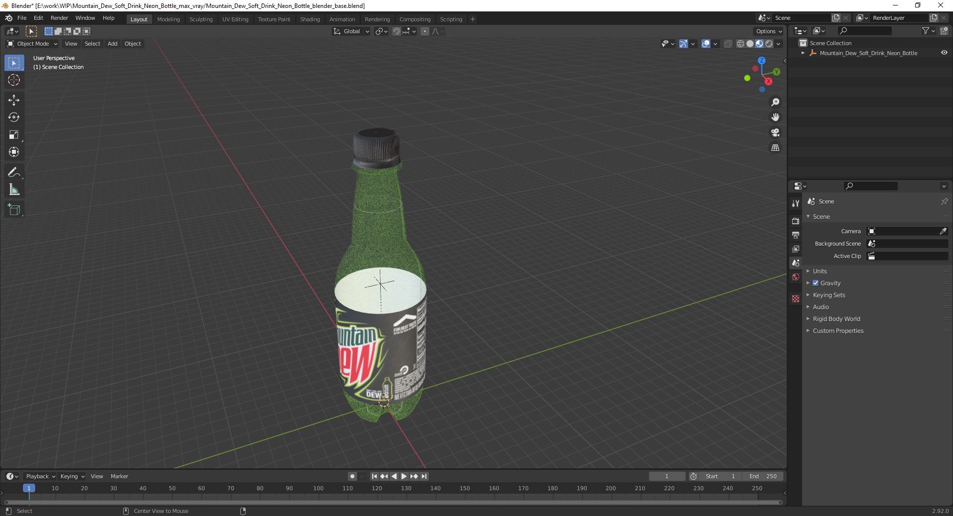 3D model Mountain Dew Soft Drink Neon Bottle