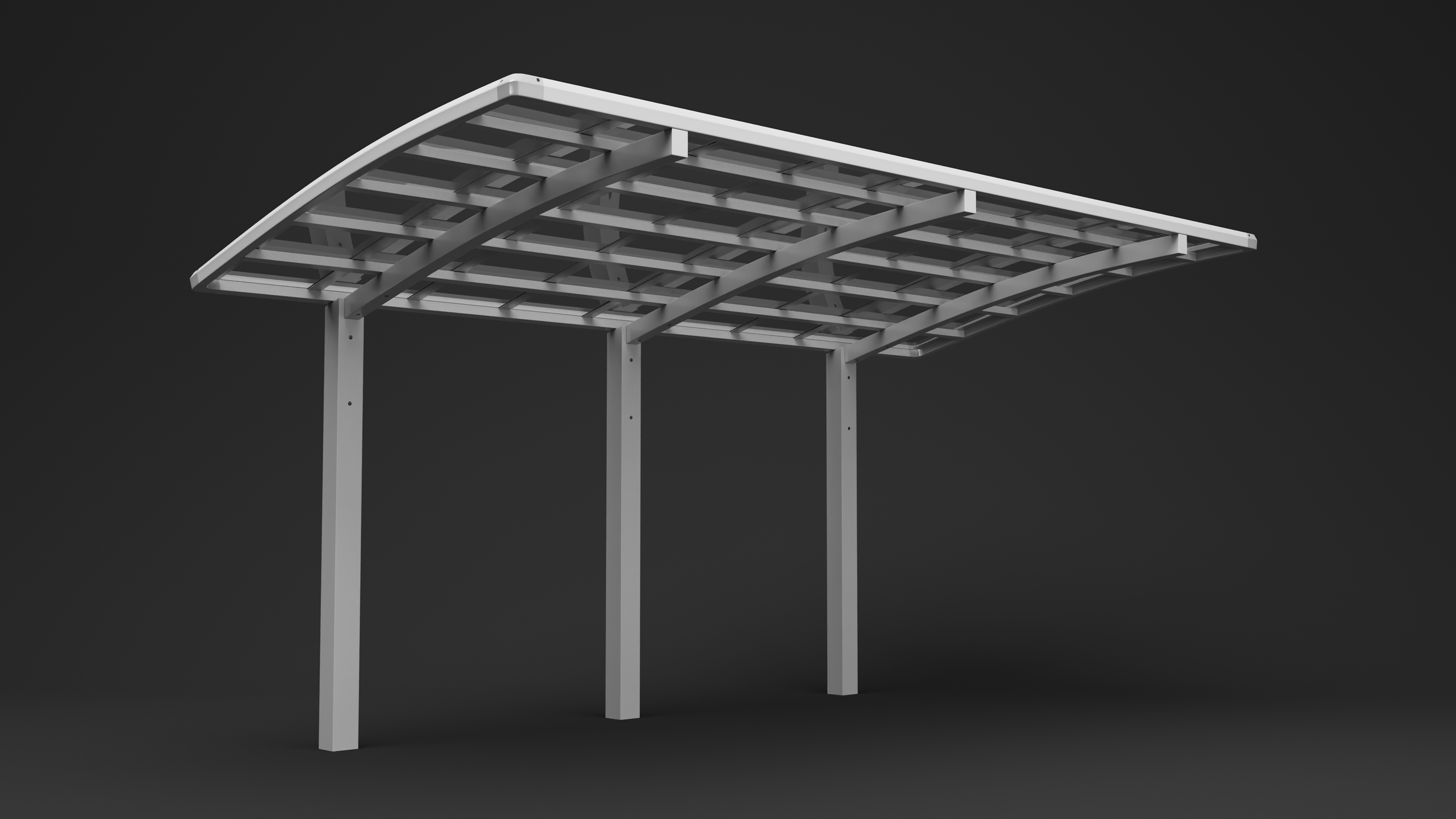 Parking Shed Polycarbonate Roof White 3D