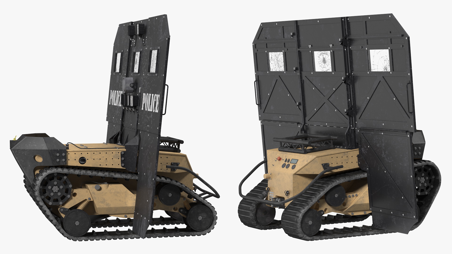 3D Damaged RBS1 SWAT BOT Robotic Ballistic Shield