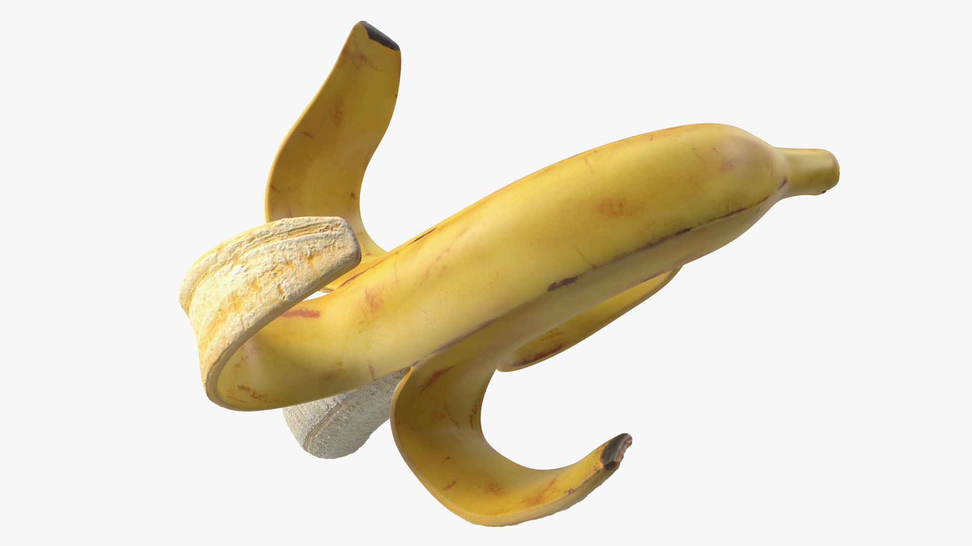 3D Peeled Banana With Brown Flecks