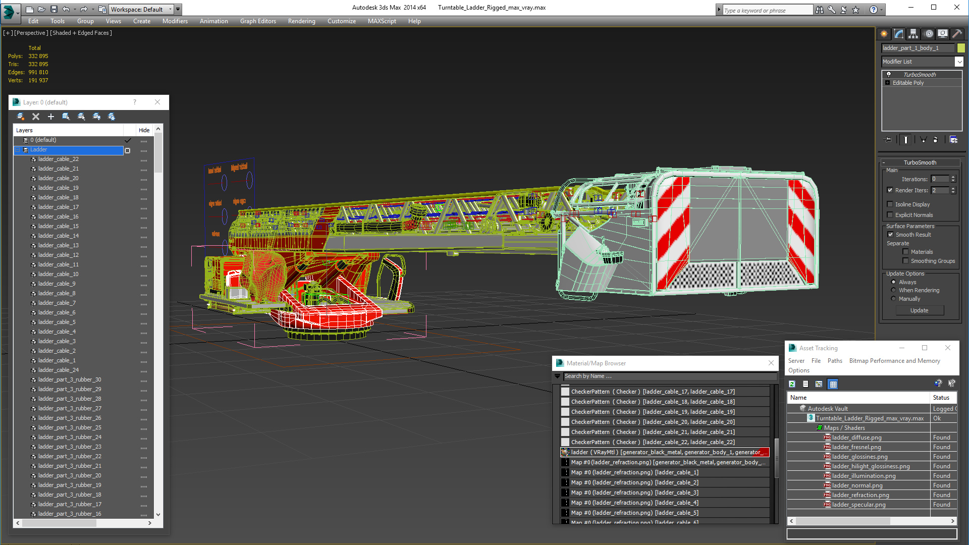 3D Turntable Ladder Rigged model