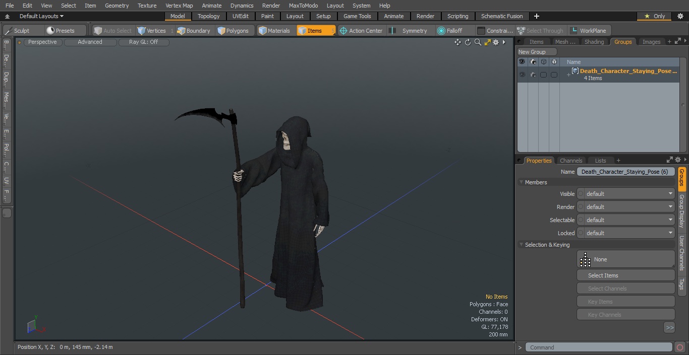 3D Death Character Staying Pose model