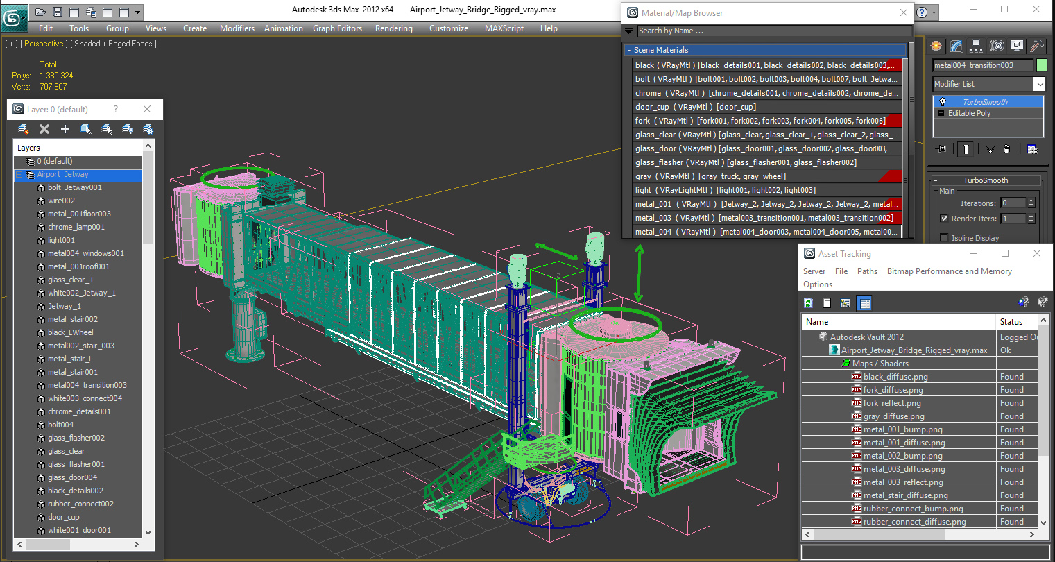 3D Airport Jetway Bridge Rigged model