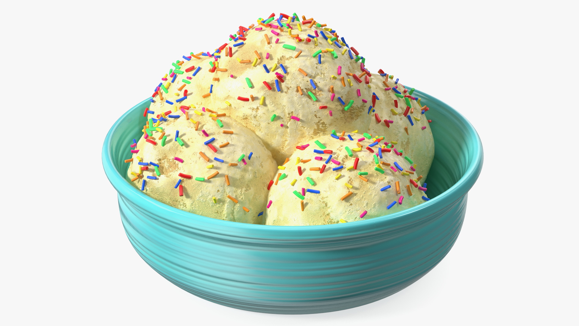 3D model Vanilla Ice Cream on Cyan Bowl