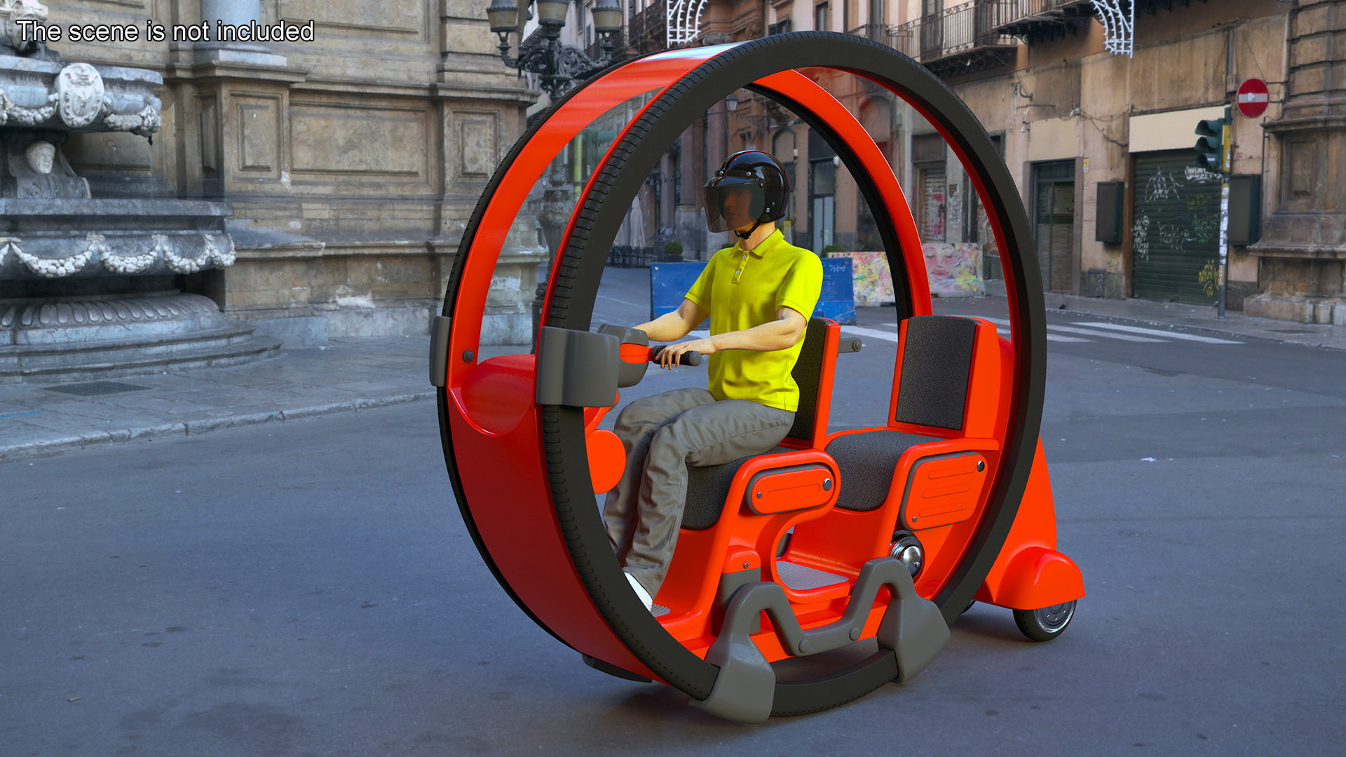 Man in Helmet Driving Sci-Fi Car Tube 3D