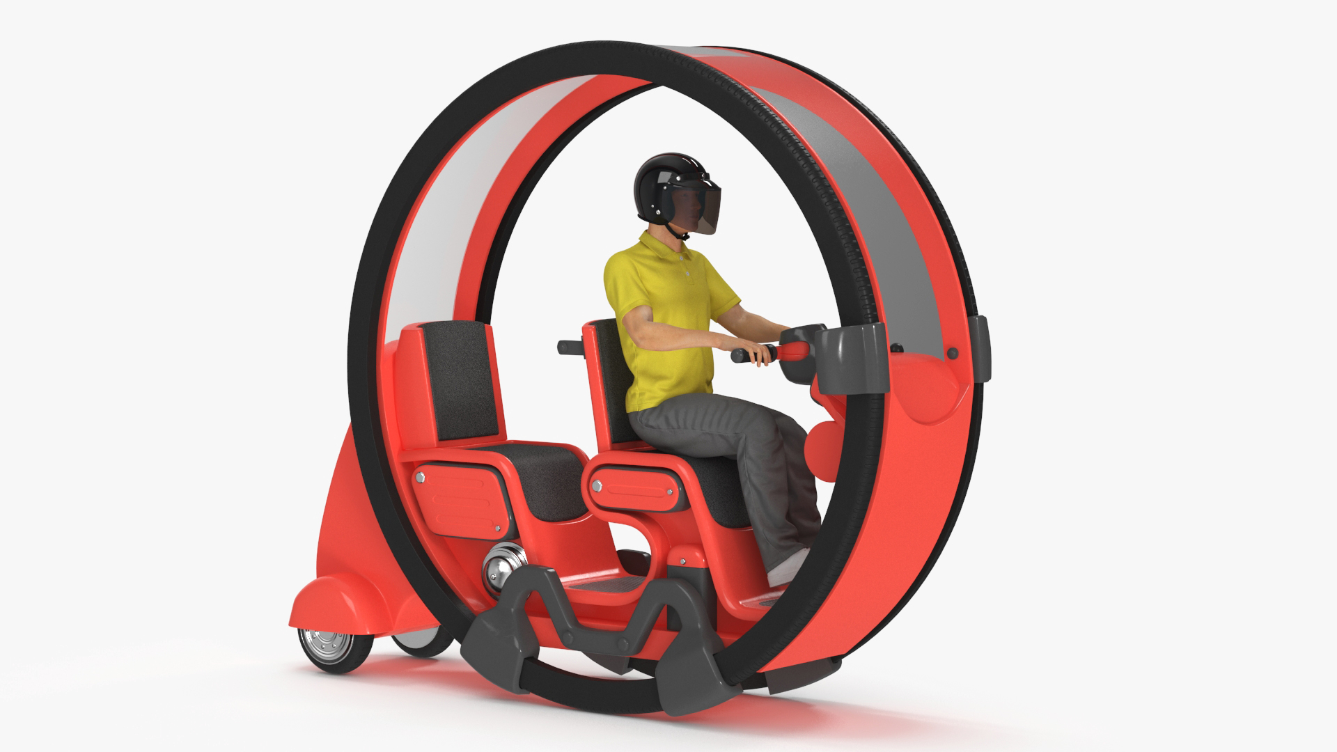 Man in Helmet Driving Sci-Fi Car Tube 3D