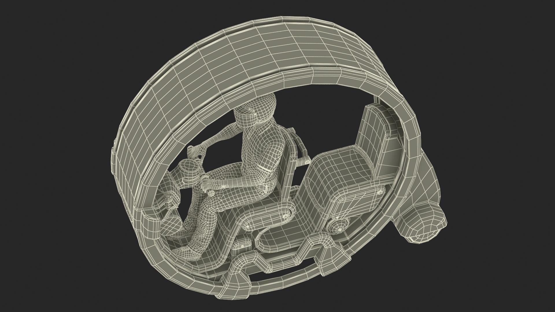 Man in Helmet Driving Sci-Fi Car Tube 3D