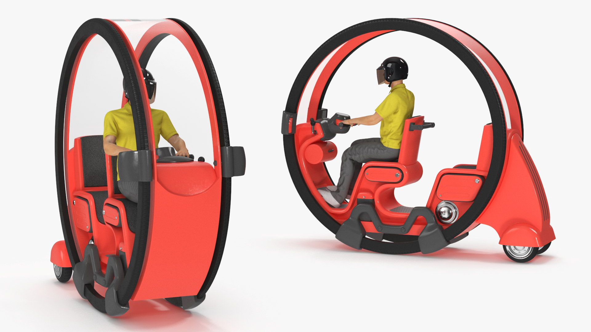 Man in Helmet Driving Sci-Fi Car Tube 3D