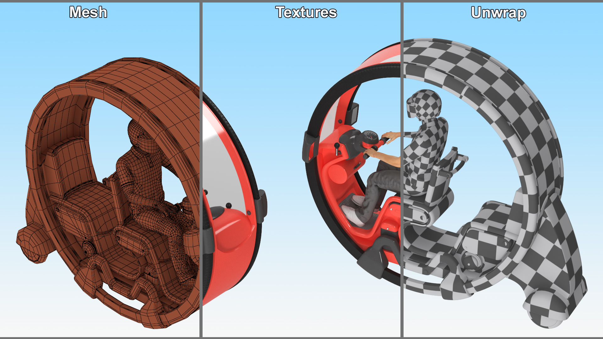 Man in Helmet Driving Sci-Fi Car Tube 3D