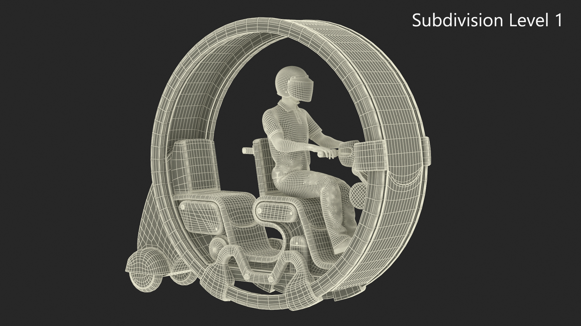 Man in Helmet Driving Sci-Fi Car Tube 3D