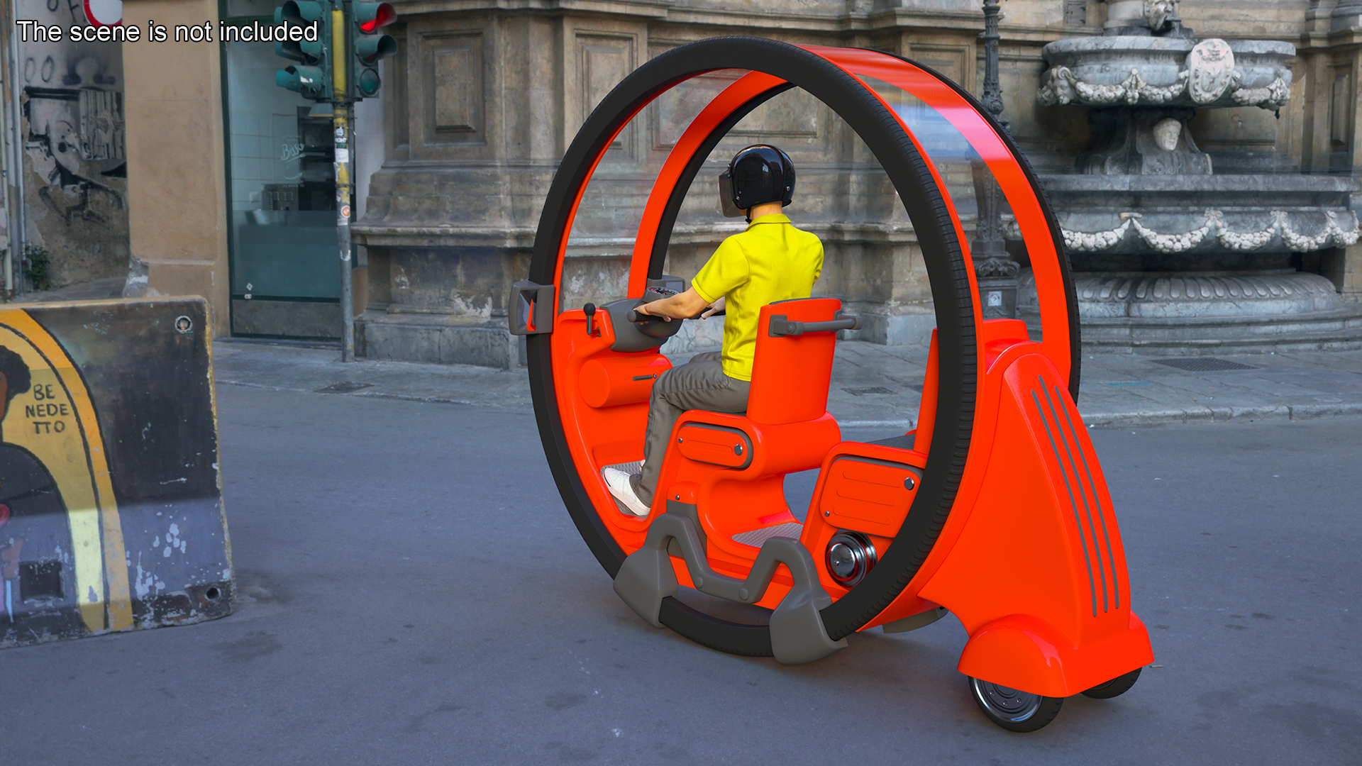 Man in Helmet Driving Sci-Fi Car Tube 3D