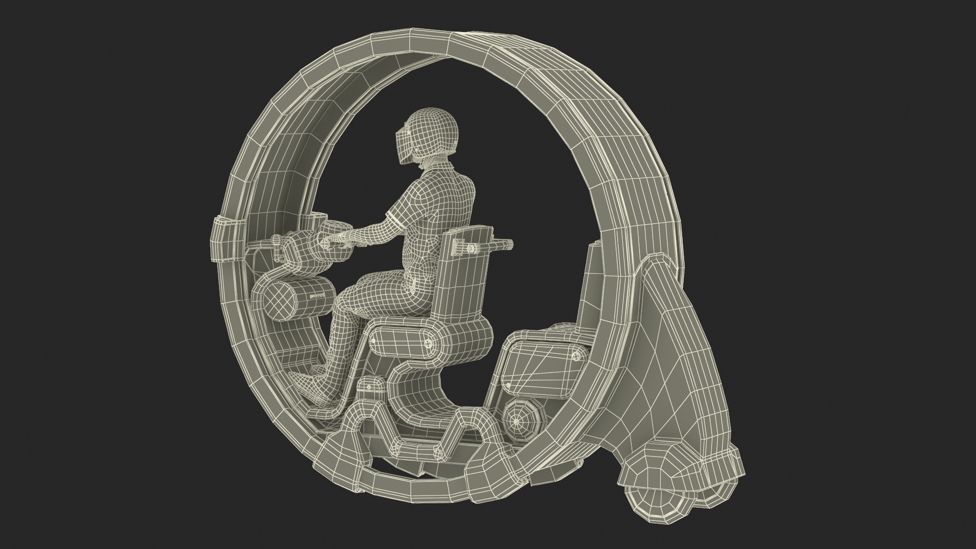 Man in Helmet Driving Sci-Fi Car Tube 3D