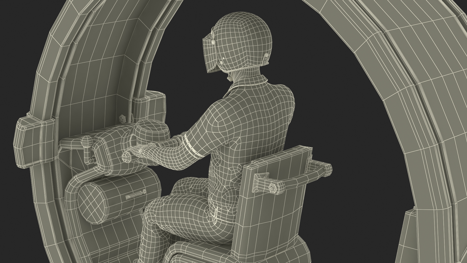 Man in Helmet Driving Sci-Fi Car Tube 3D