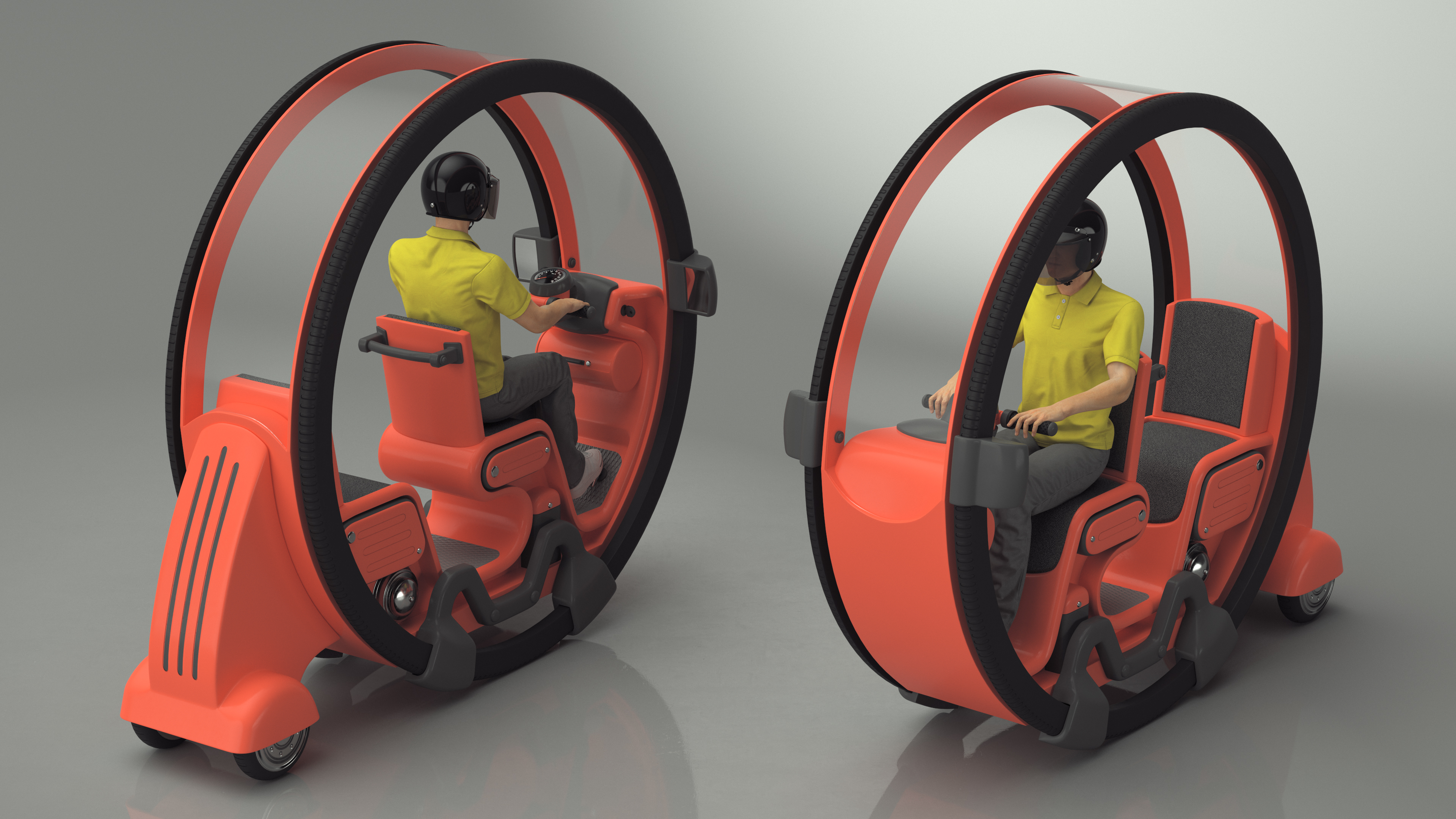 Man in Helmet Driving Sci-Fi Car Tube 3D