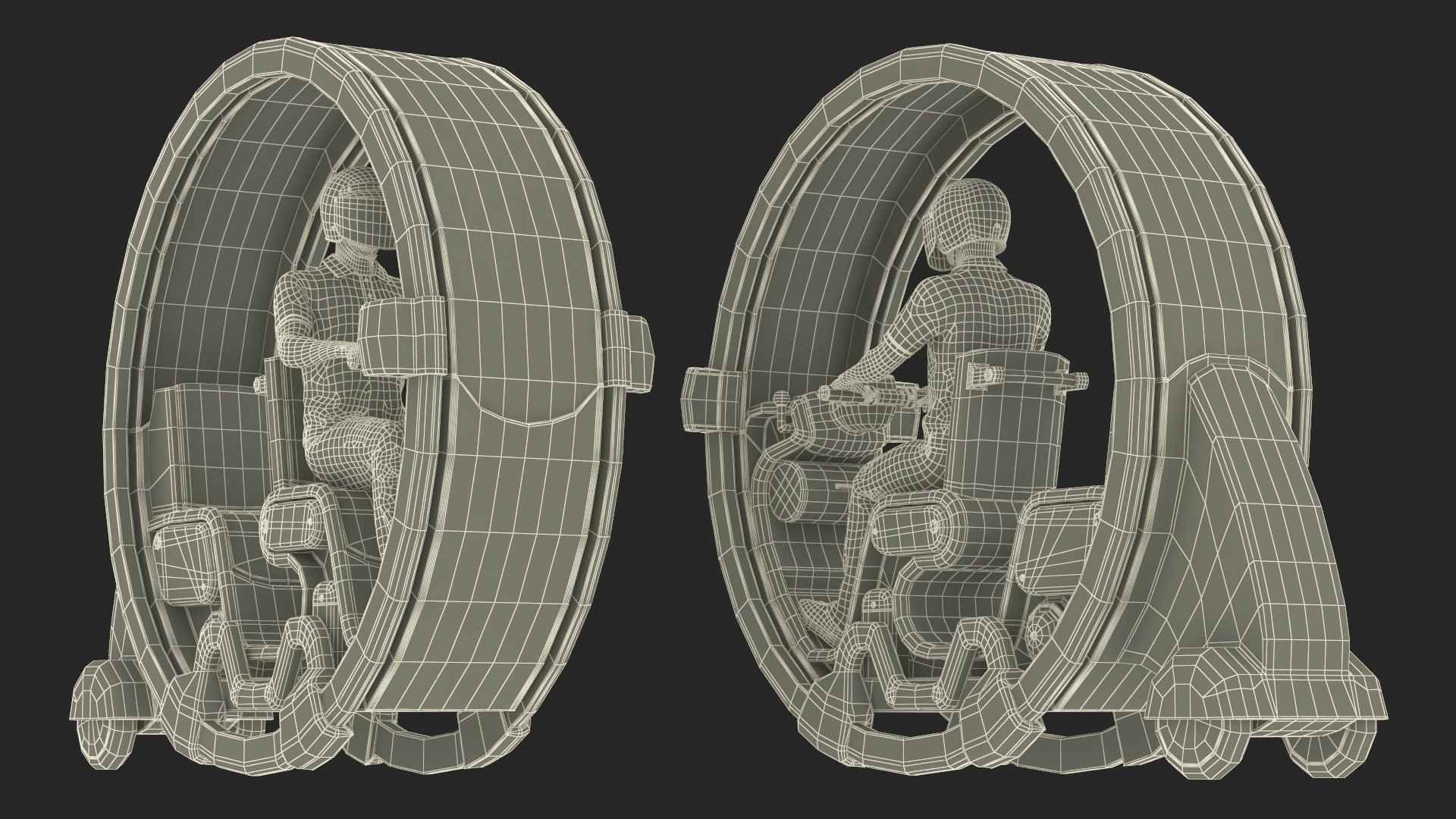 Man in Helmet Driving Sci-Fi Car Tube 3D