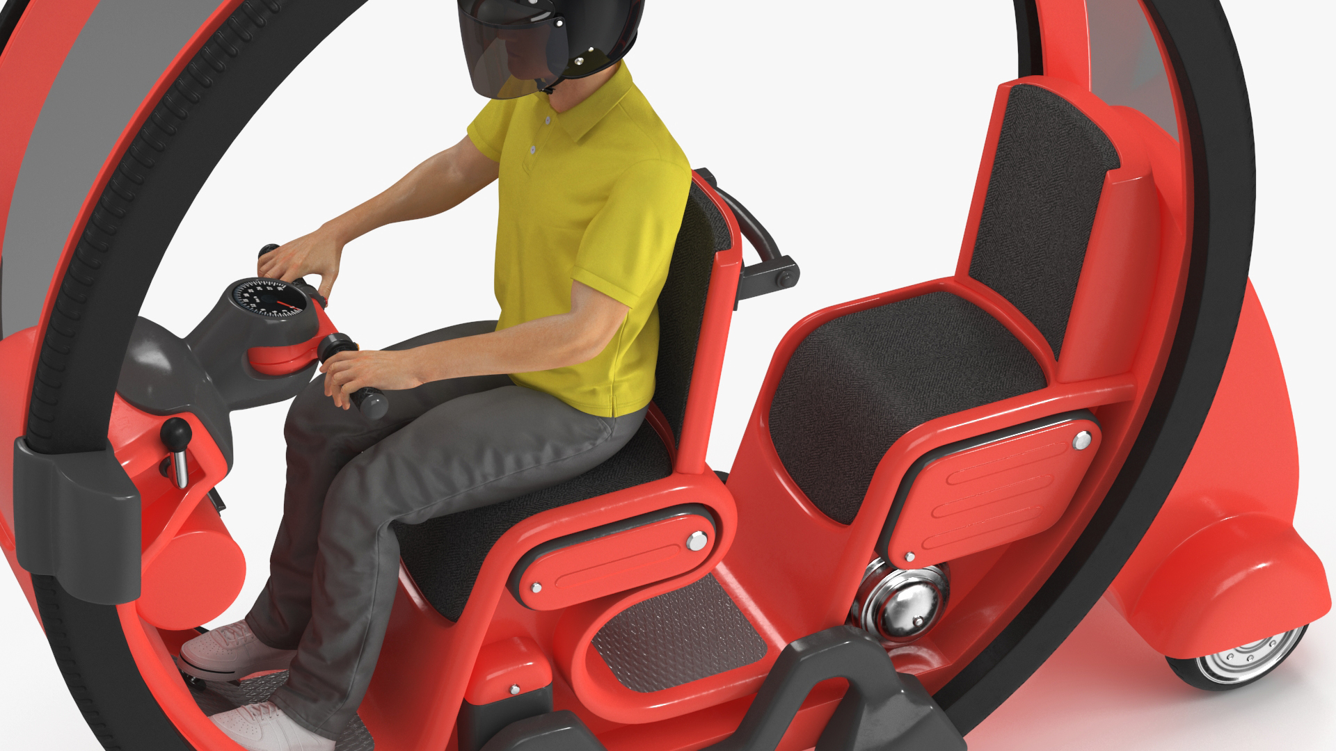 Man in Helmet Driving Sci-Fi Car Tube 3D