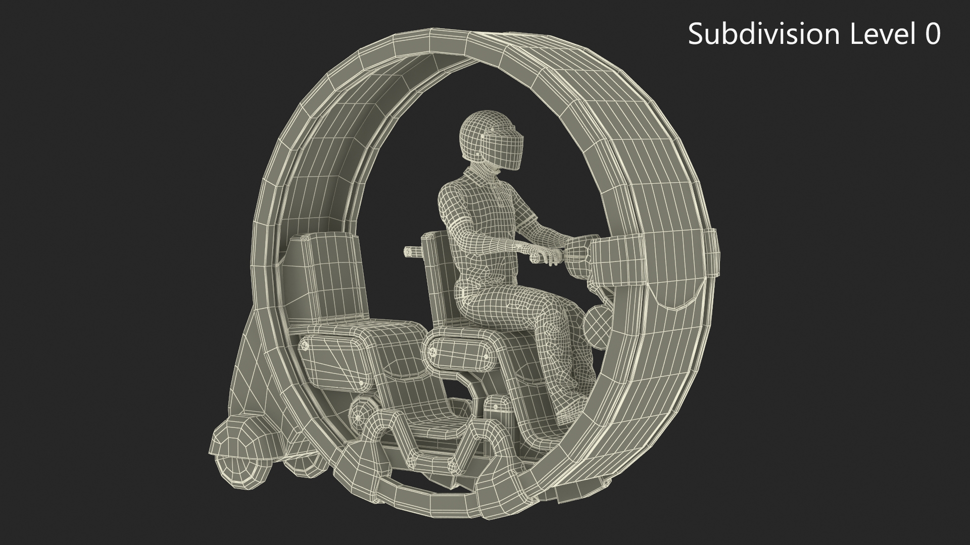 Man in Helmet Driving Sci-Fi Car Tube 3D