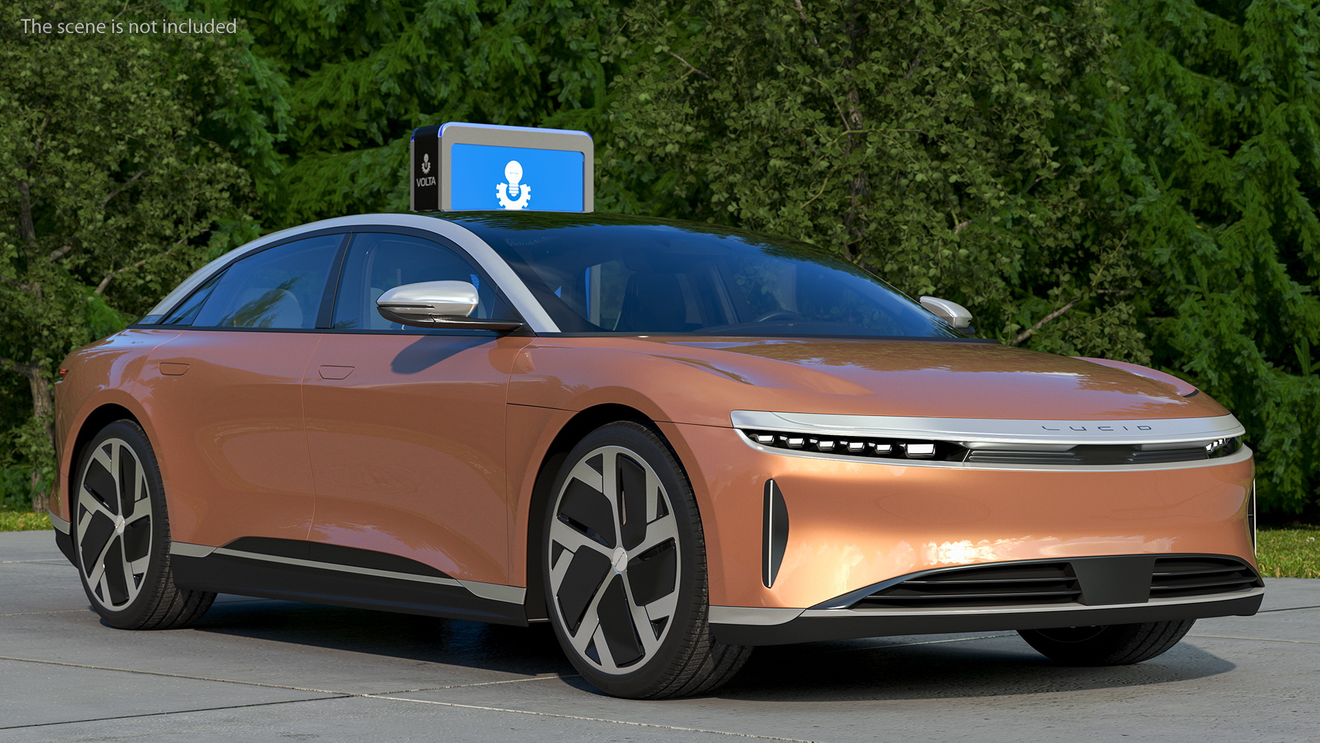 3D Electric Car Charging Station and Lucid Air 2021 model