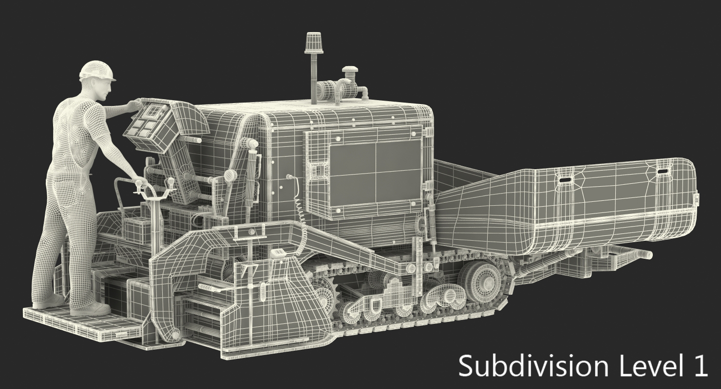 3D Asphalt Paving Machine with Operator Rigged model