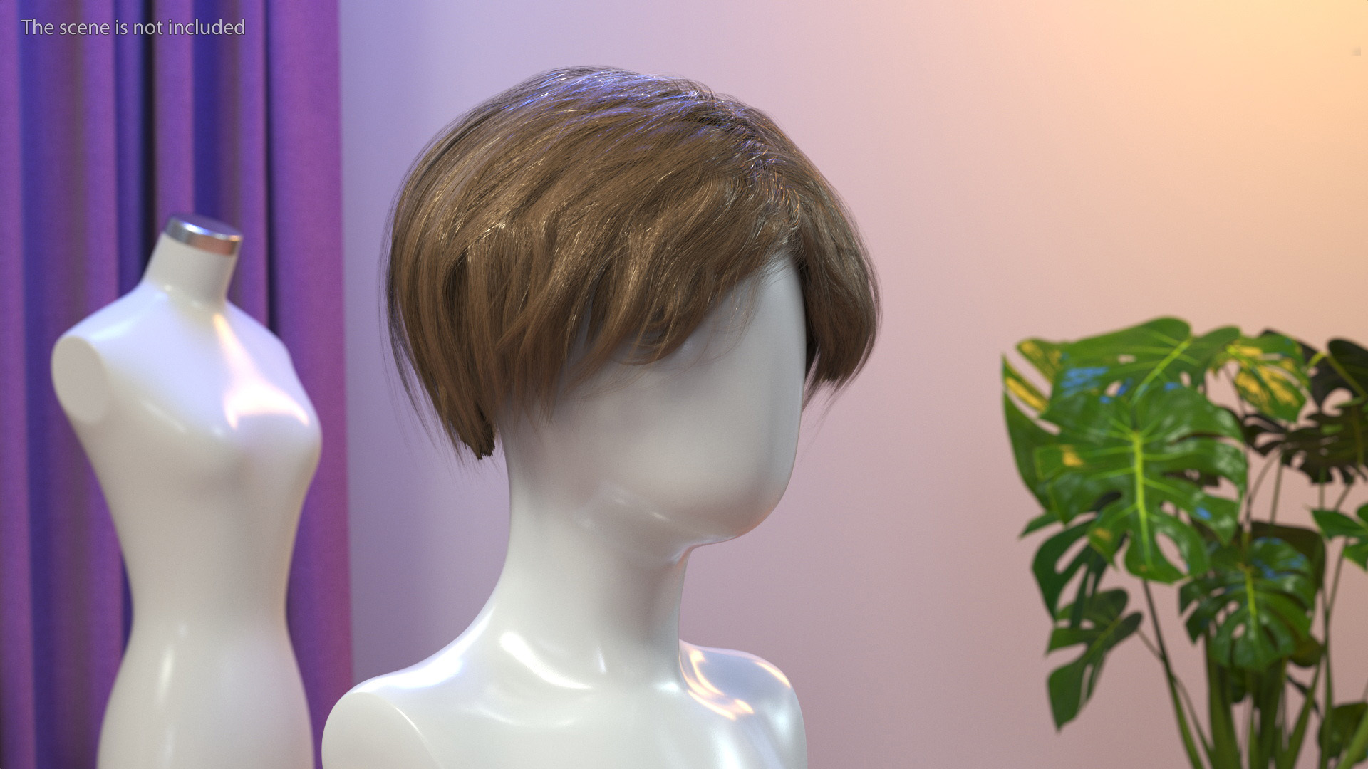 Short Layered Bob Hairstyle Wig Brown 3D