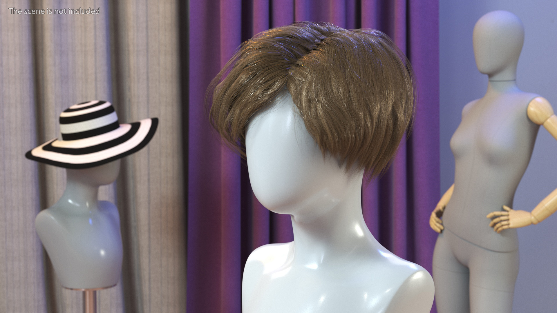 Short Layered Bob Hairstyle Wig Brown 3D