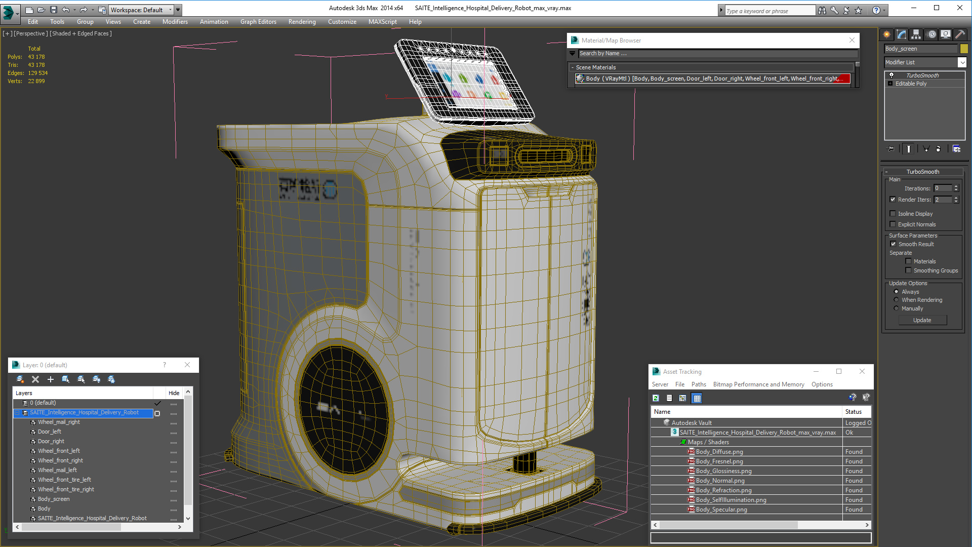 SAITE Intelligence Hospital Delivery Robot 3D