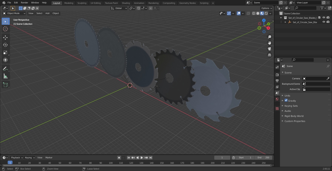 3D Set of Circular Saw Blades