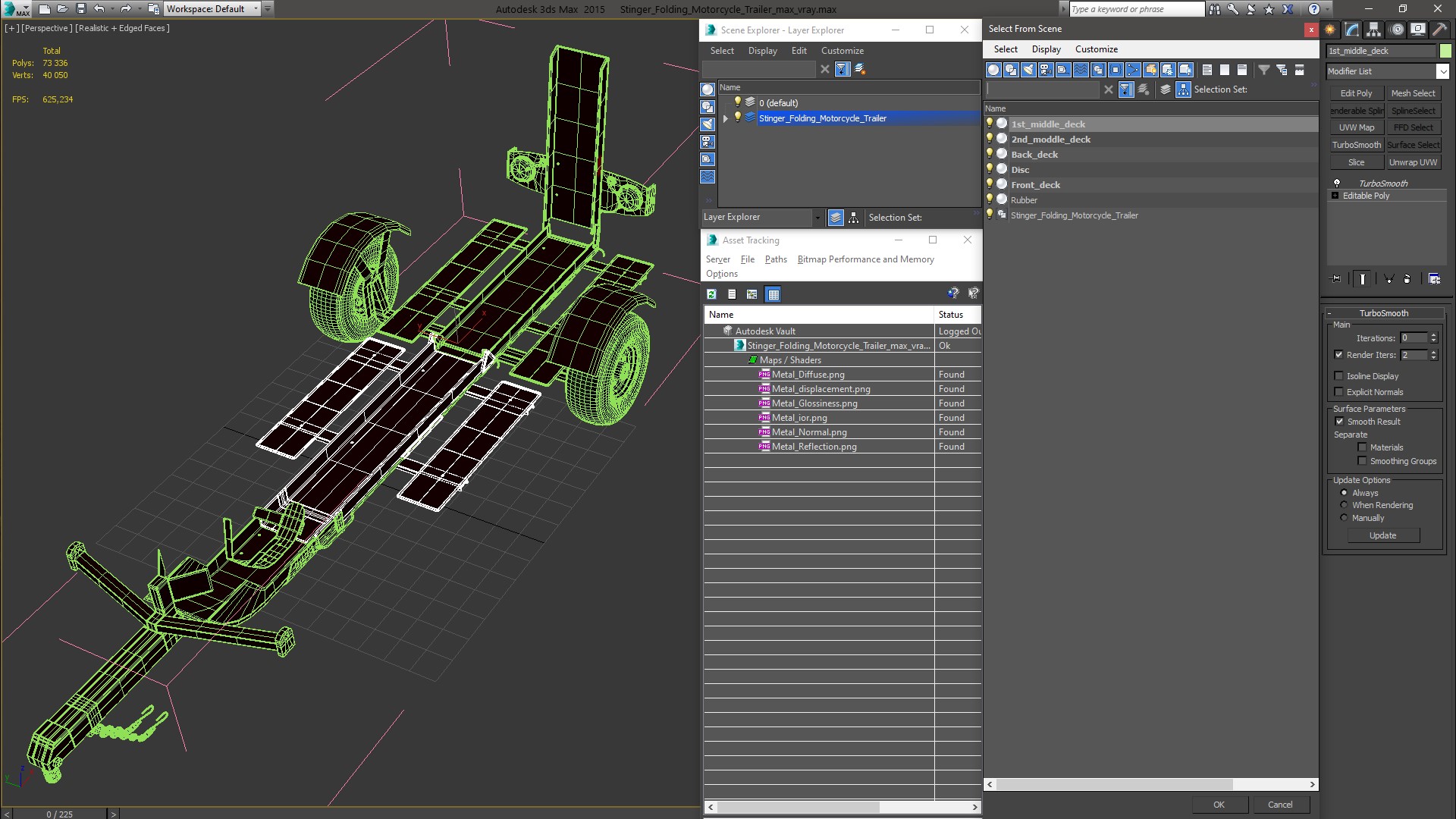 Stinger Folding Motorcycle Trailer 3D model