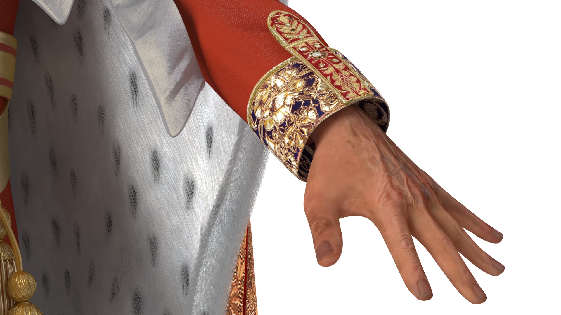 Medieval Monarchs Wearing Robe with Fur 3D model